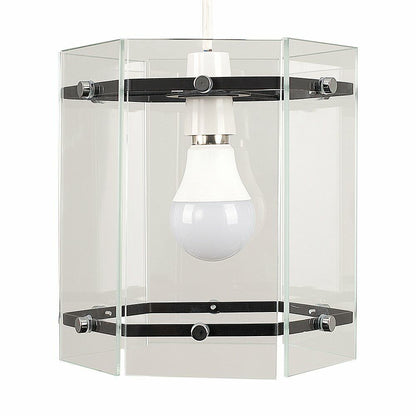 Modern 6 Sided Clear Glass Hall Lantern Ceiling Pendant Light Shade