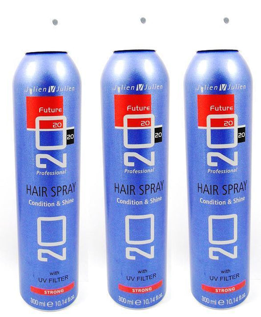 3x Future 20 professional Hair Spray with UV Filter Strong 300ml