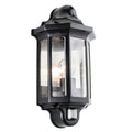 2x LAP Half Lantern PIR Wall Light 15W LED E27 GLS IP44 Matt Black & Clear PC