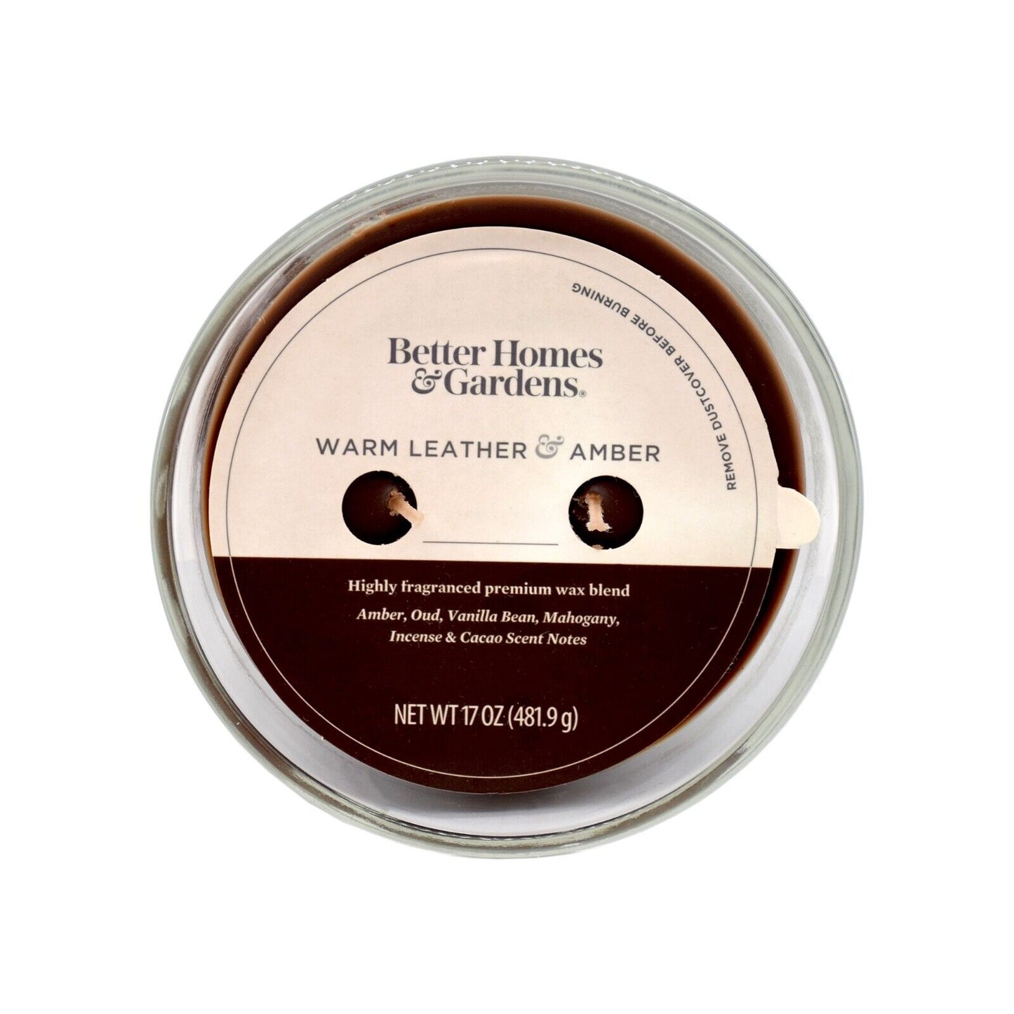 Better Homes & Garden Warm Leather & Amber Double Wick Large Candle Jar 481g