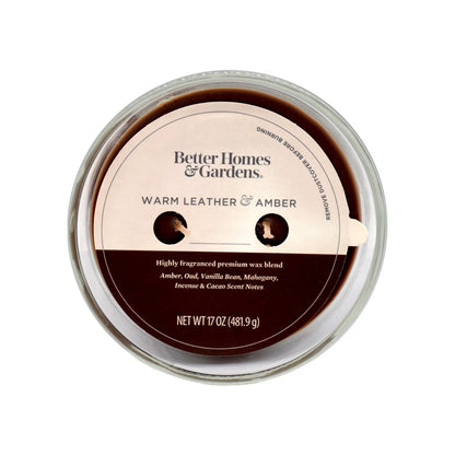 Better Homes & Garden Warm Leather & Amber Double Wick Large Candle Jar 481g