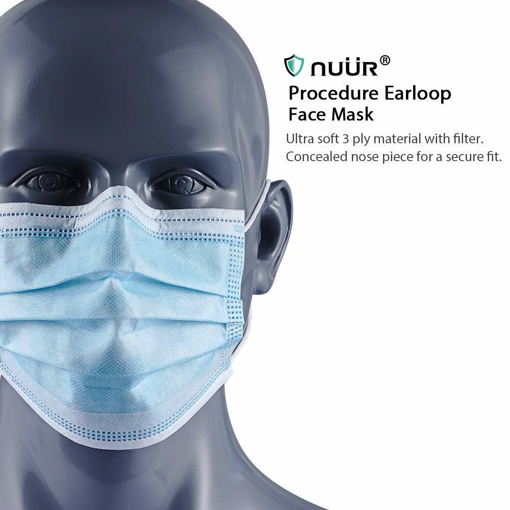 50 pack Nuur Procedure Earloop Surgical Facemask