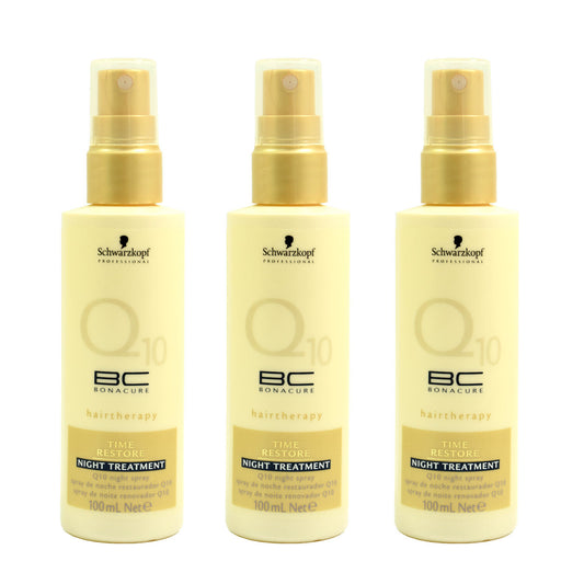 3x Schwarzkopf Bonacure Hairtherapy Time Restore Q10 Night Treatment (100ml)
