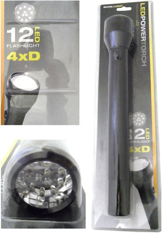 12 LED Power Torch (Shine 2 Light) Size: 35cm
