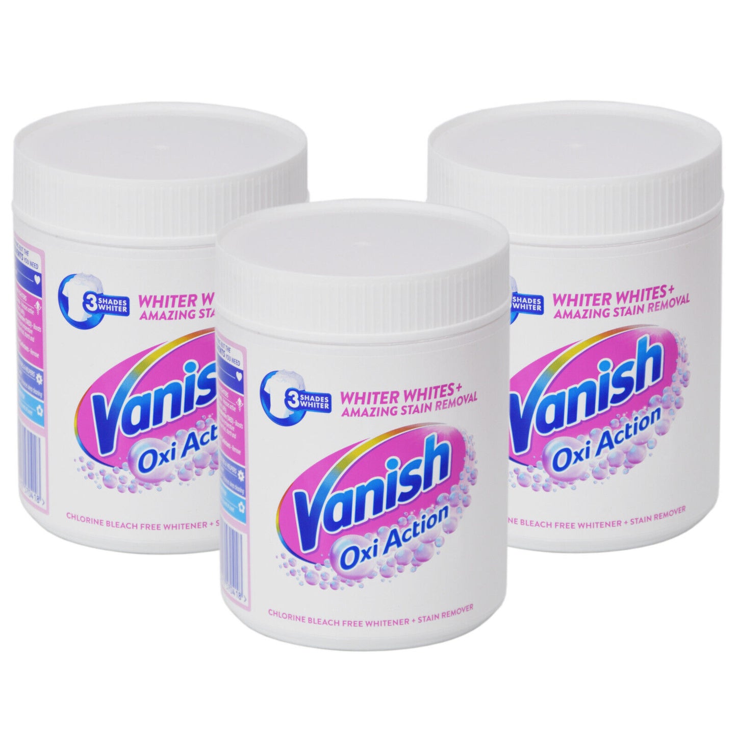 3x Vanish Oxi Action Chlorine Bleach Free Whitener + Stain Remover Powder 470g