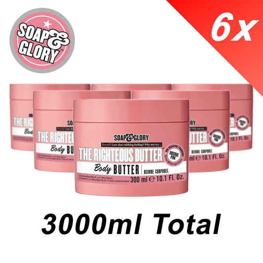 6x Soap & Glory The Righteous Butter Rose & Bergamot Scent - 300ml Body Butter