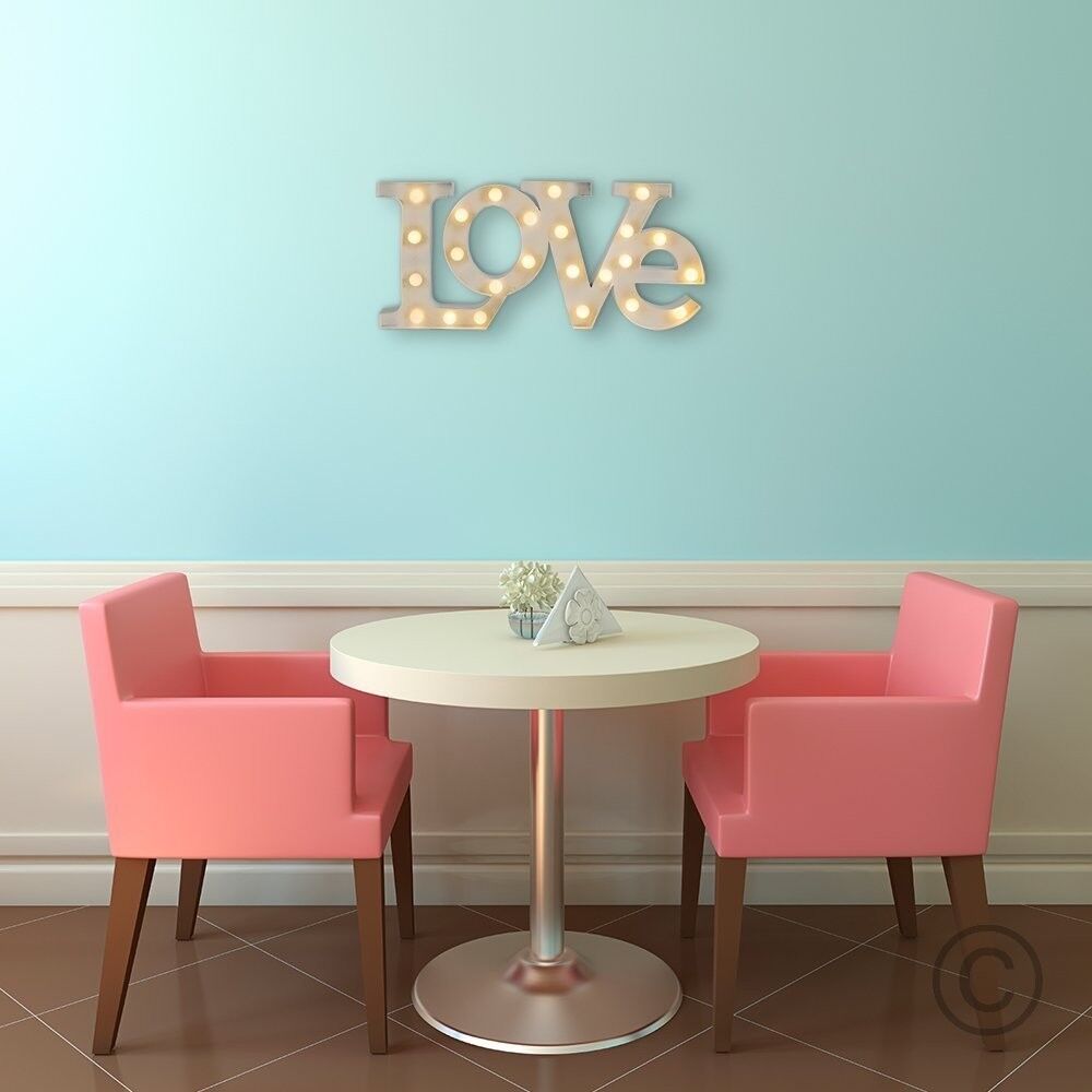 Contemporary Warm White 24 LED Battery Operated LOVE Shaped Decorative Wal Light
