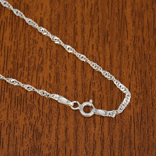 Genuine 925 Sterling Silver Singapore Twisted Curb Necklace (1.9mm)