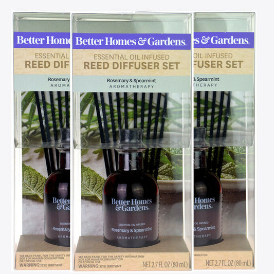 3x Better Homes & Gardens Rosemary & Spearmint Oil Rattan Reed Diffuser 80ml