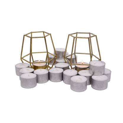 2 Gold Angus Geometric Tealight Candle Holders with 100 tealights (8hr burn)