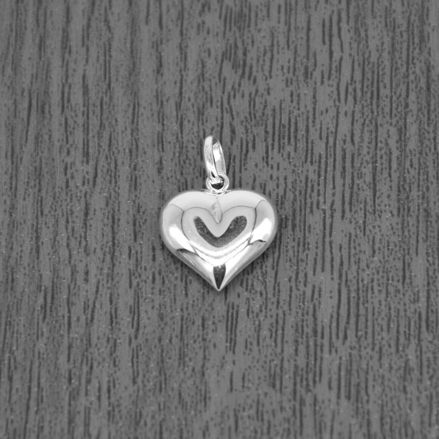 Genuine 925 Sterling Silver Puffed Heart Pendant