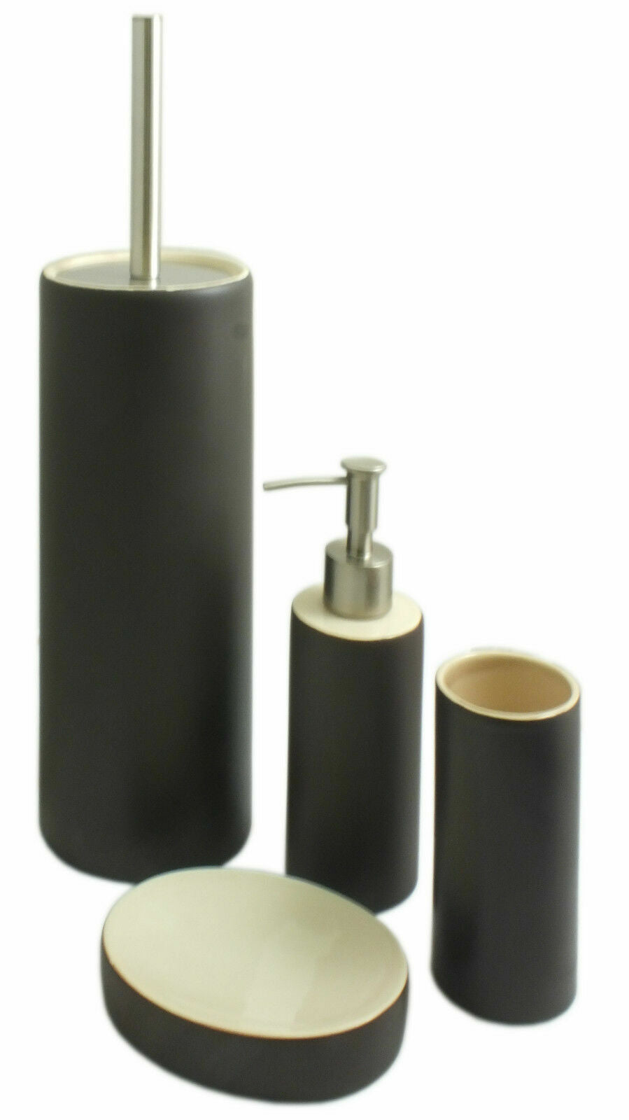 Matt Chocolate Bathroom Accessories Set Toilet Brush Beaker Soap Dish Dispenser