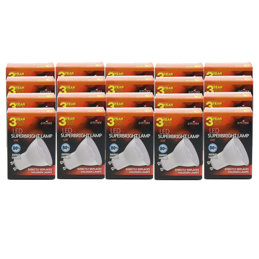 Amitex AX249 Super bright Lamp 4W GU10 Warm White 20 Pack