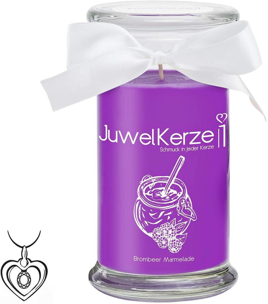 Jewelcandle Blackberry Jam Scented Candle Glass with Stainless Silver Pendant