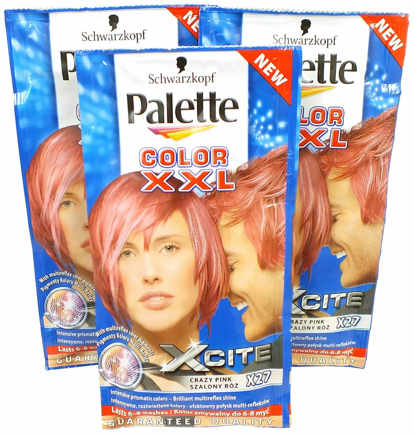 3x Schwarzkopf Crazy Pink X27 Palette Color XXL Xcite 25ml - Hair Colour