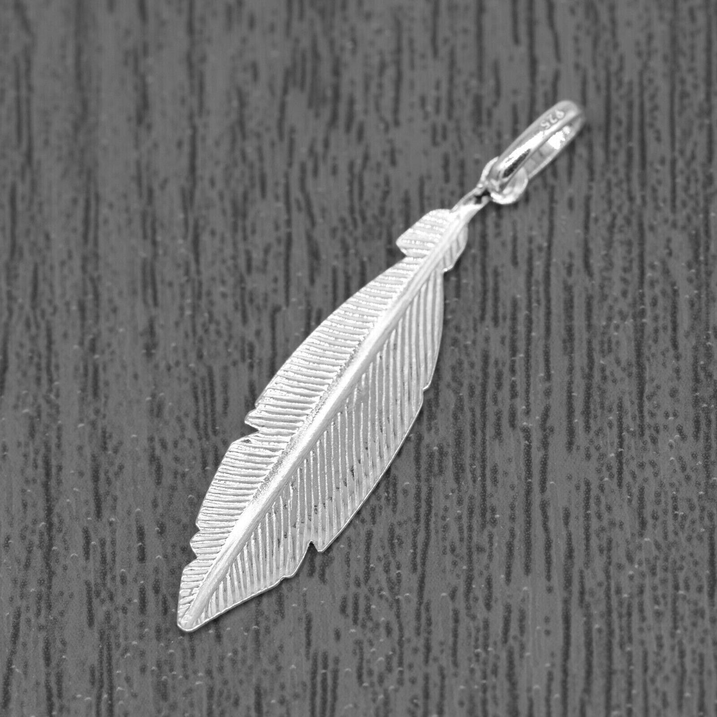 Genuine 925 Sterling Silver Feather Pendant Accessory