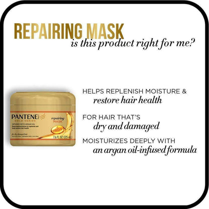 3 Pantene Gold Series Pro V Mask Repairing Argan Oil 225ml - Dry Damaged Hair