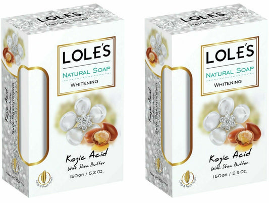 Loles KOJIC ACID Soap with added Shea Butter Skin Lightening Bar Vegan 2 x 150g