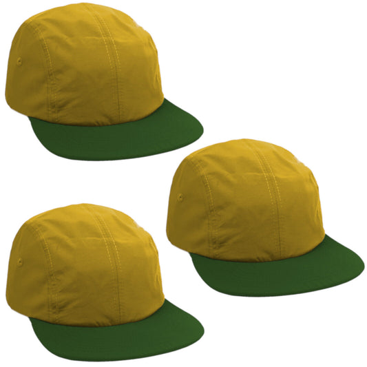 3x Mens Womens 100% Cotton Two Tone Sand Crown & Green Peak Sports Cap Summer