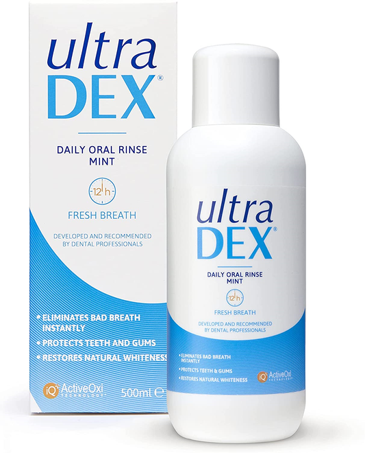 UltraDEX Daily Oral Rinse Original Mint Mouthwash Fresh Breath 500ml No Alcohol
