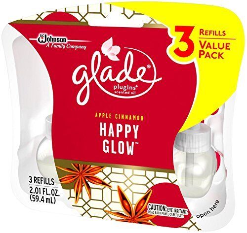GLADE Essential Scented Oil Plug In 3 Refills APPLE CINNAMON HAPPY GLOW PACK