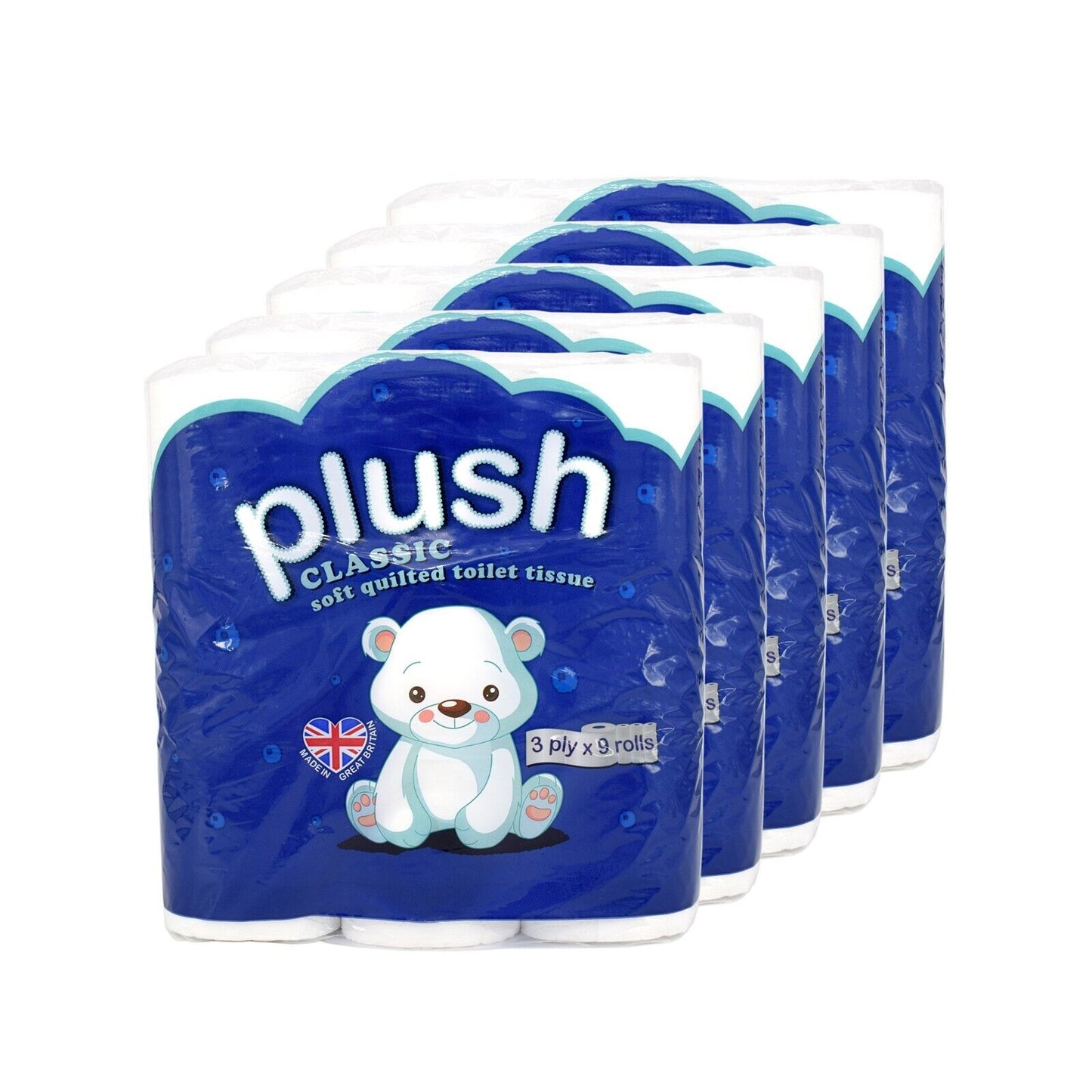 Plush Classic 3 Ply Soft Quilted Toilet Paper - 45 rolls