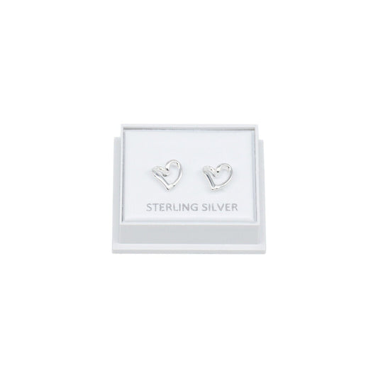 Genuine 925 Sterling Silver Open Heart Studs/Earrings In Gift Box