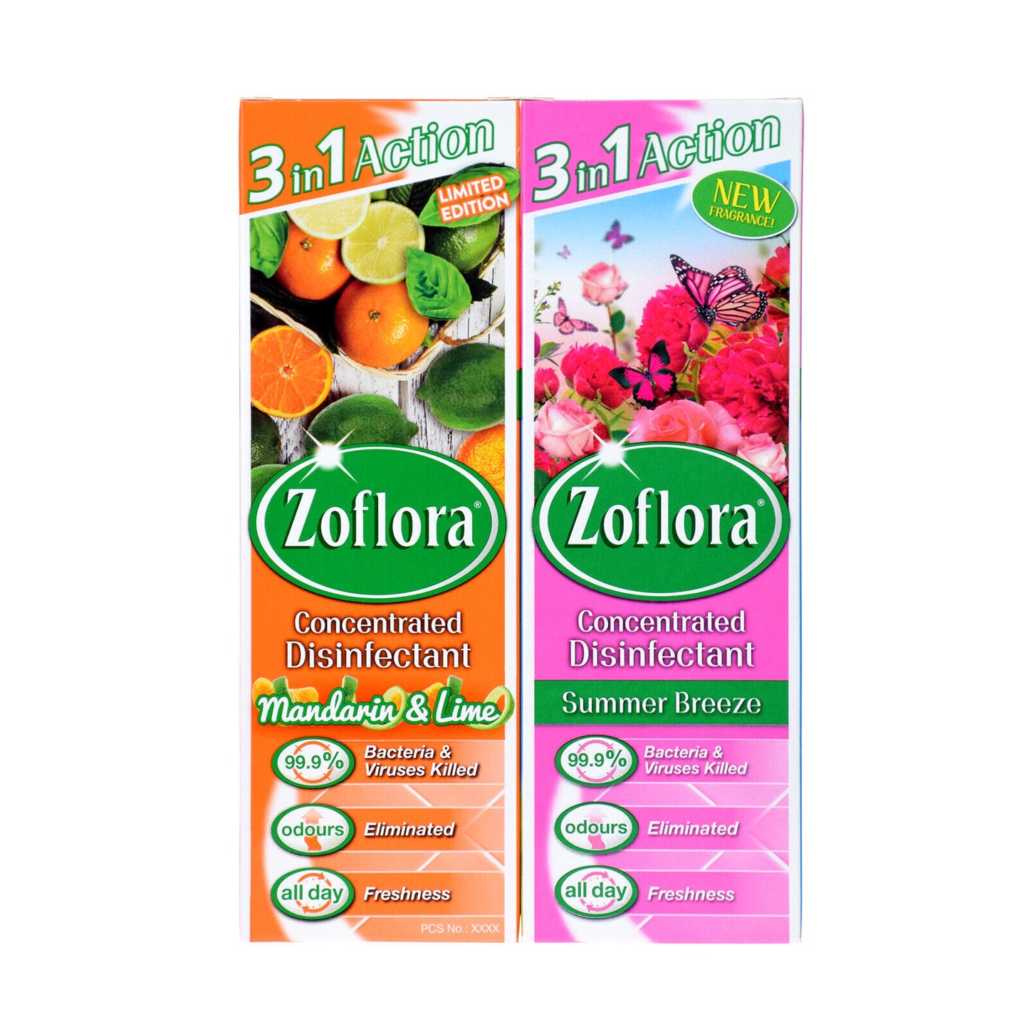 Zoflora Concentrated Disinfectant Summer Breeze and Mandarin & Lime 250ml