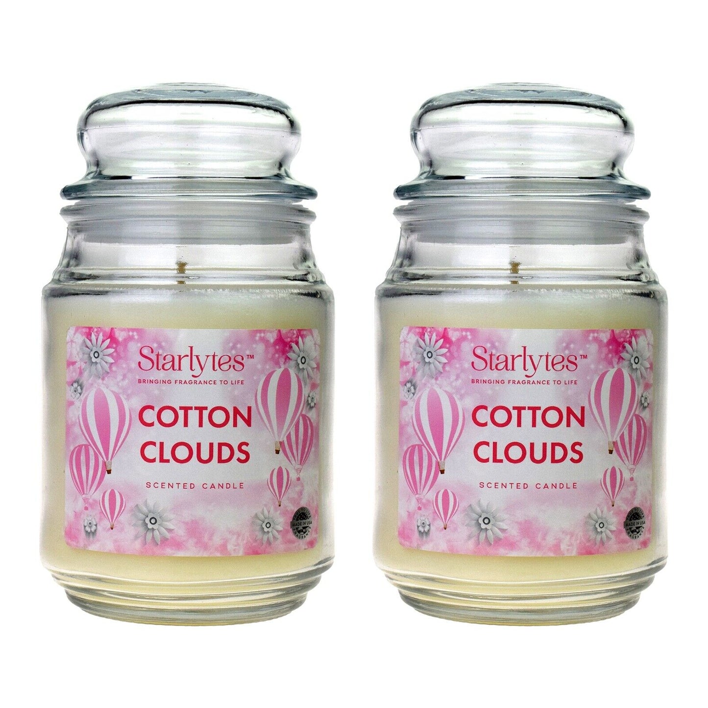 2 Starlytes Cotton Clouds Scented Candle 510g 125hr BURN TIME