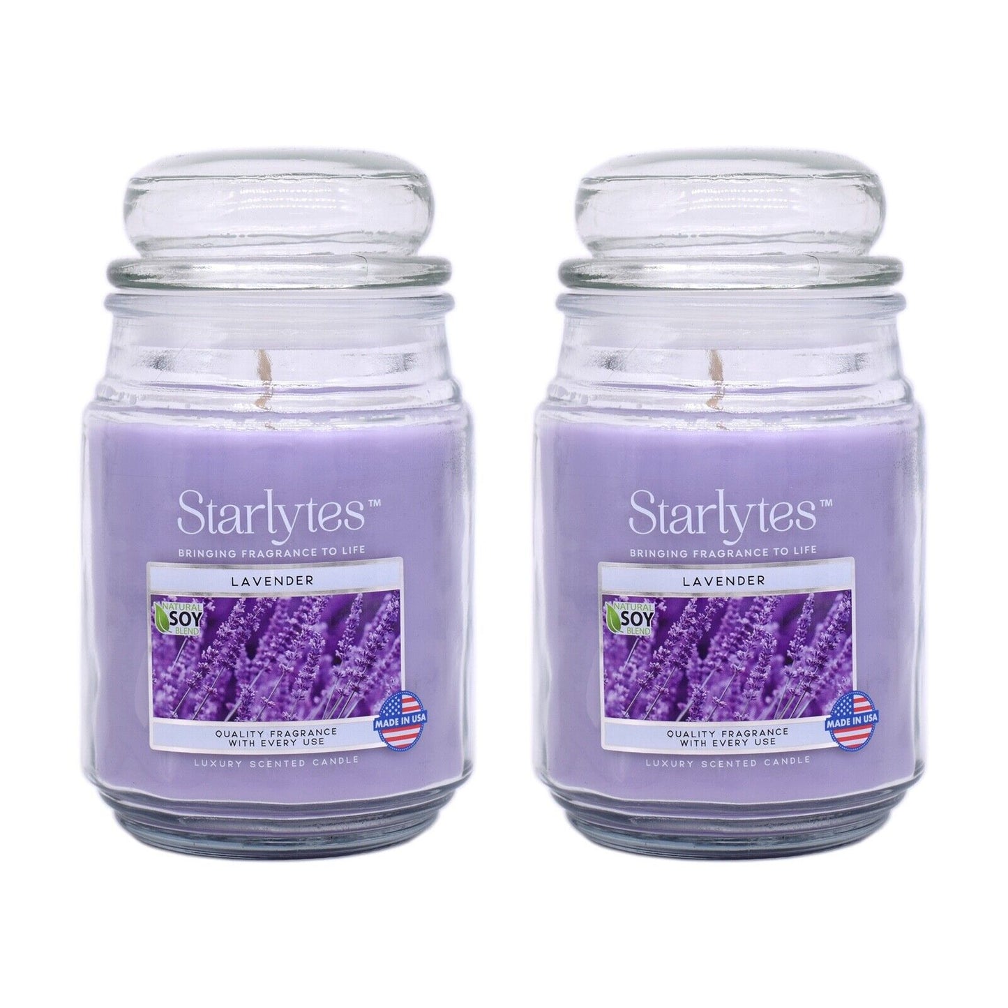 2x Starlytes Lavender Luxury Scented Candle 510g 125hr burn time