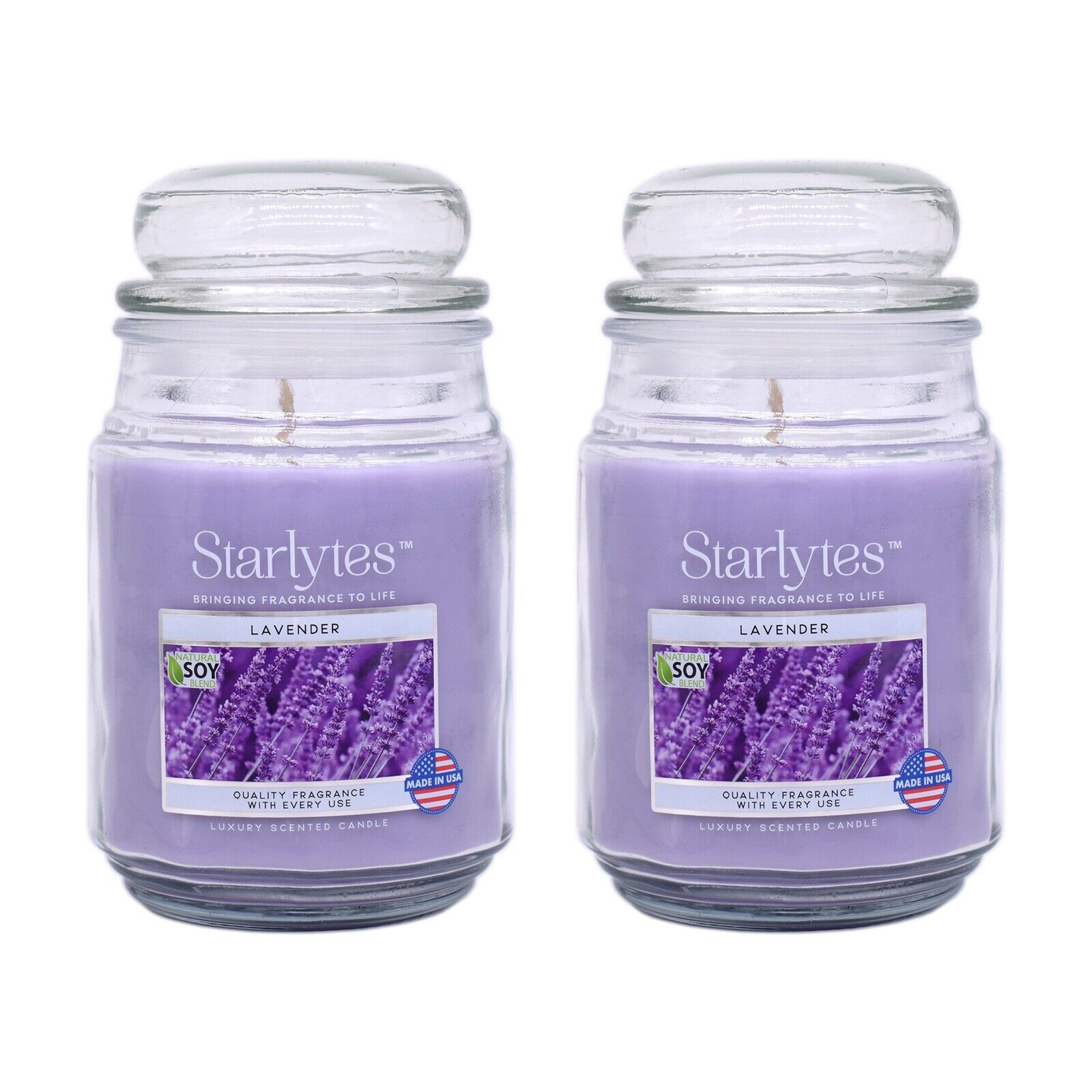2x Starlytes Lavender Luxury Scented Candle 510g 125hr burn time