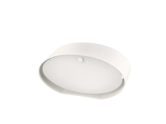 Modern Oval Shaped Gloss White Bedside Table Lamp with a Frosted Glass Shade