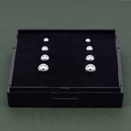 Genuine 925 Sterling Silver 3, 4, 5 & 6mm Polished Studs/Earrings In Gift Box