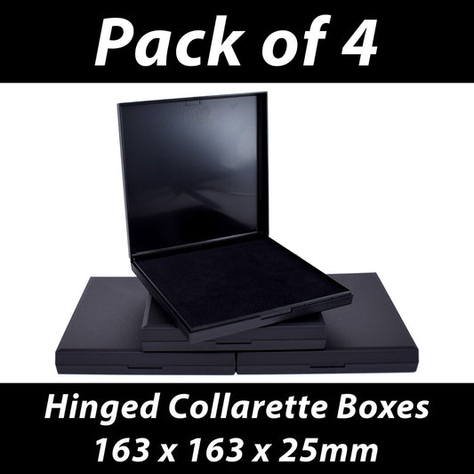4 Square Collarette Hinged Jewellery Gift Boxes For Pendant Necklace Foam Padded