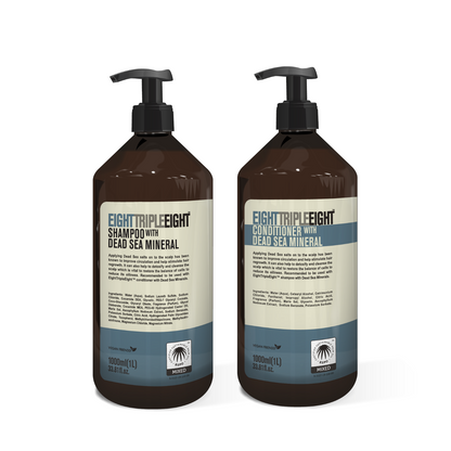 EightTripleEight Dead Sea Mineral Hair Care Set- 1L Shampoo & 1L Conditioner