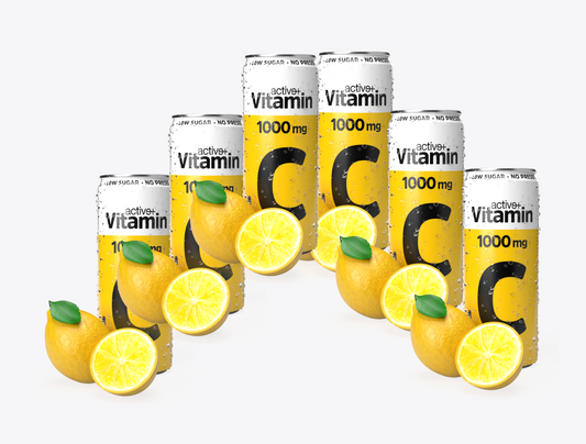 6x Active+ Vitamin C 1000mg Lemon Soft Drink Alcohol Free 330ml