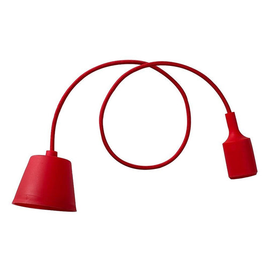 Contemporary ES E27 Red Designer Ceiling Suspension Braided Flex Lamp Holder