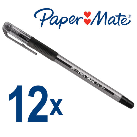 12x Paper Mate InkJoy 300 Ballpoint Pens 1.0mm Medium Point - Black
