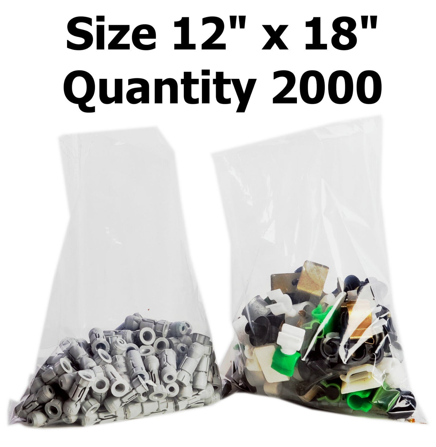 2000x Clear Polythene Plastic Bags 12" x 18" Packaging Packing Supplies
