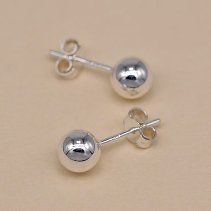 Genuine 925 Sterling Silver 6mm Plain Polished Ball Studs/Earrings
