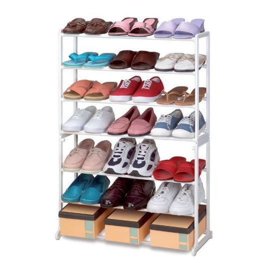 21 Pairs 7 Tier Folding Stackable Shoe Rack Stand Organiser Storage Holder