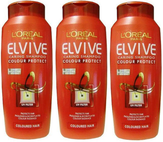 3x L'Oreal Paris Elvive Caring Shampoo Colour Protect 200ml