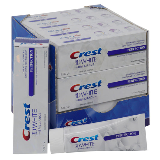 12x Crest 3D White Brilliance Perfection Enamel Safe Toothpaste 75ml