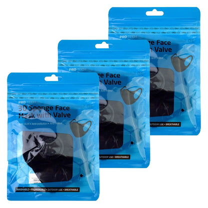 3x ProTech NonMedical PROTECTIVE MASKS Machine Washable Reusable BLACK w/FILTER