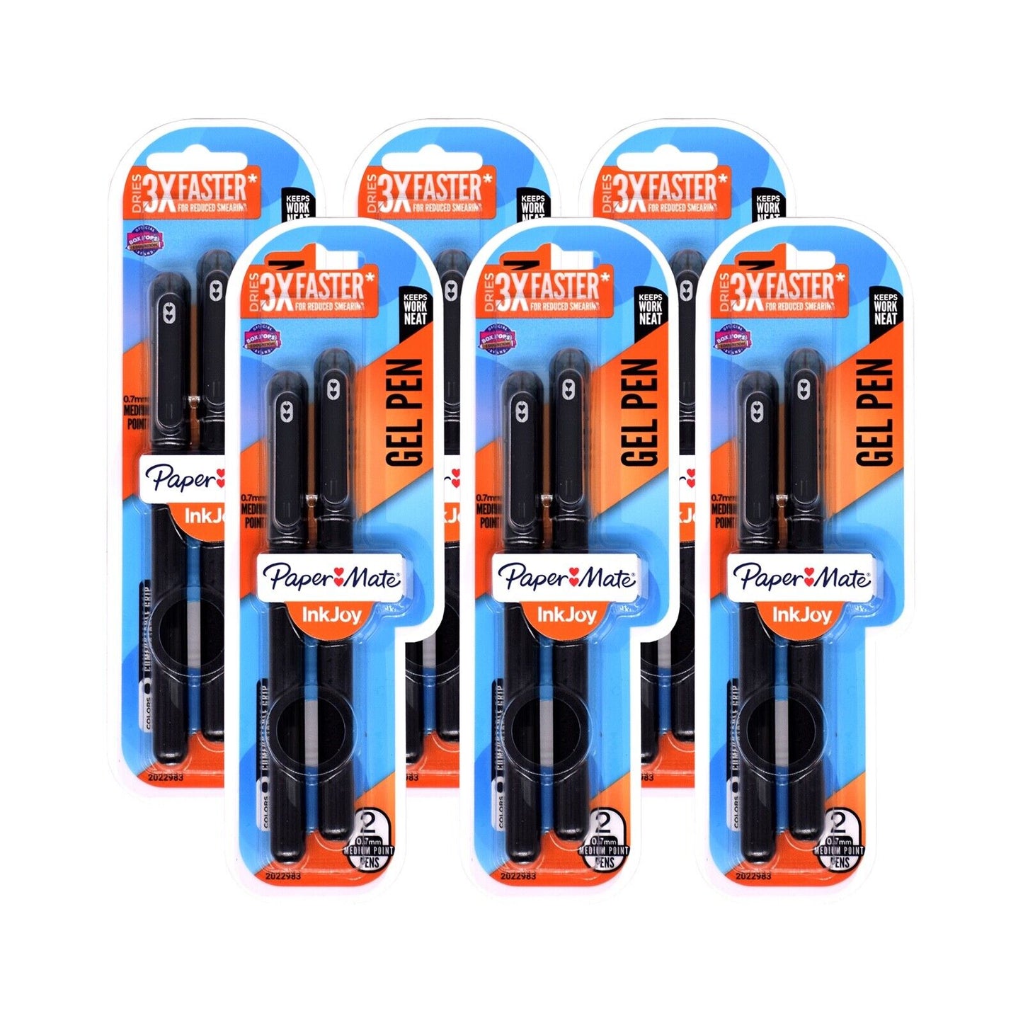 48x Papermate InkJoy Gel Ink Pens 0.7mm Medium Nib Capped Jet Black (2/Pack)