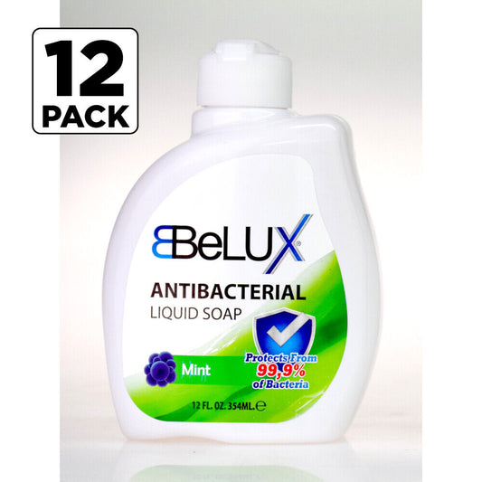 12 PACK BELUX Hand Wash MINT Liquid Soap Kills 99.9% Germ ANTI-BACTERIA 354ml