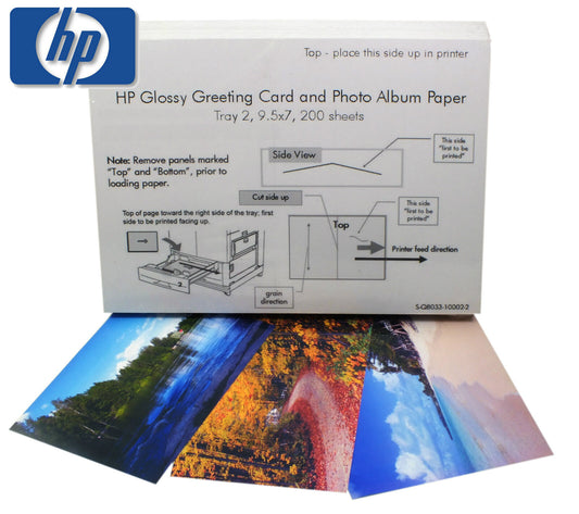 HP Glossy Greeting Card & Photo Album Paper 200 Sheets 9.5 X 7” (SQ8033)