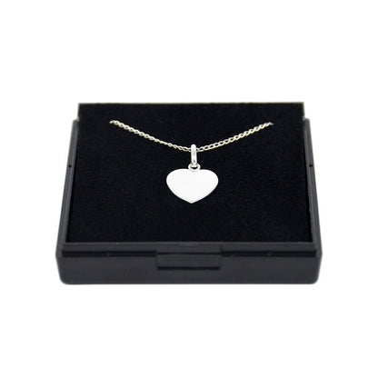 Genuine 925 Sterling Silver Flat Heart Pendant Necklace In Gift Box