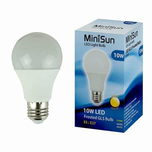 MiniSun High Power 10w LED ES E27 SMD Thermal Plastic Frosted GLS Energy Saving