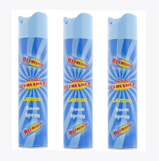 3 x SWIZZELS REFRESHERS LEMON AIR FRESHENER ROOM SPRAY 300ml